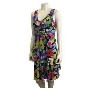LAUREN RALPH LAUREN CHIFFON RUFFLE FLORAL DRESS SZ 8 NEW‎ WITH TAG